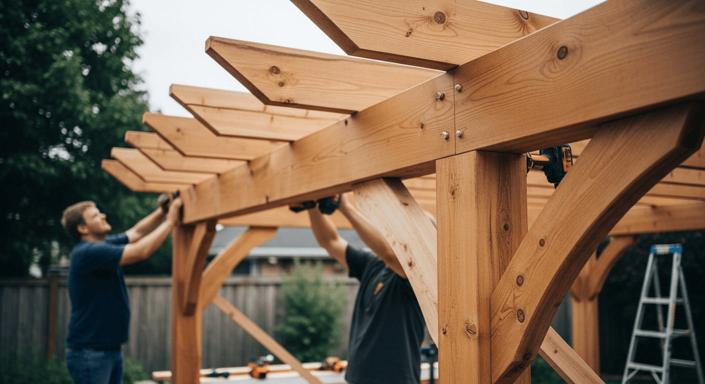 Illustration de l'article sur comment fabriquer une pergola en bois : guide complet 2025