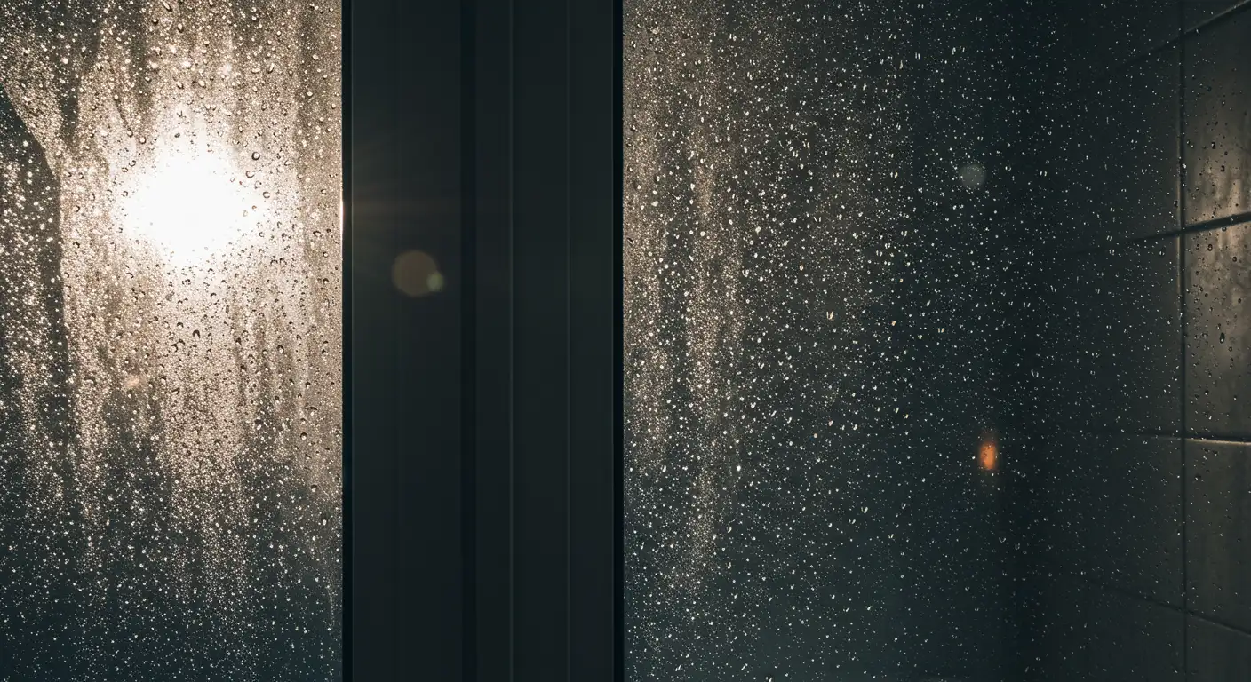 fenêtre de salle de bain avec buée